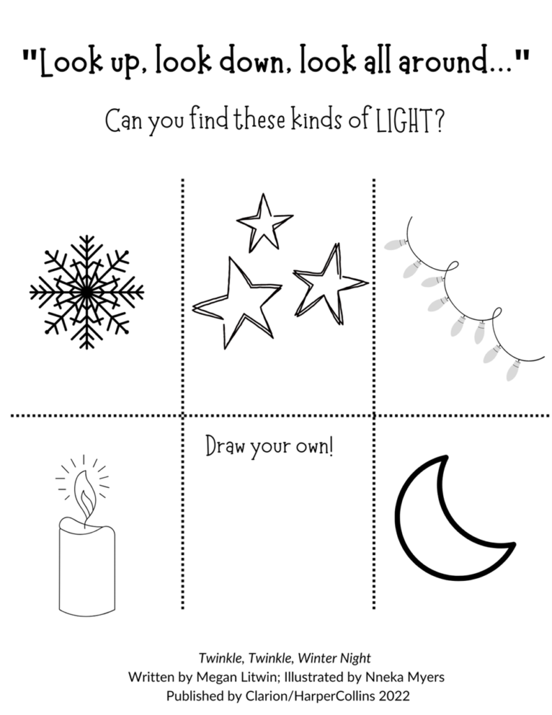 Image of an educational activity for the picture book Twinkle, Twinkle, Winter Night